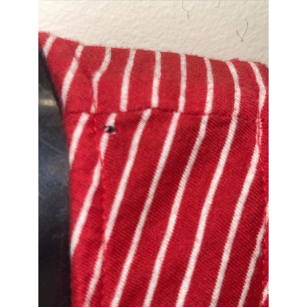 Eshakti Size L 14 Red White Stripe Bird Dress Full Flare Skirt Sleeveless Pocket - Picture 7 of 15